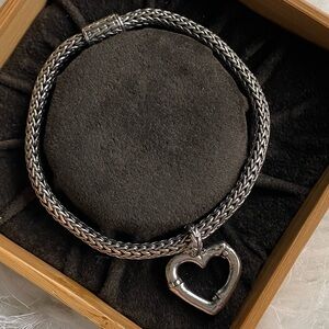 John Hardy .925 Sterling Silver Heart Bamboo Bracelet